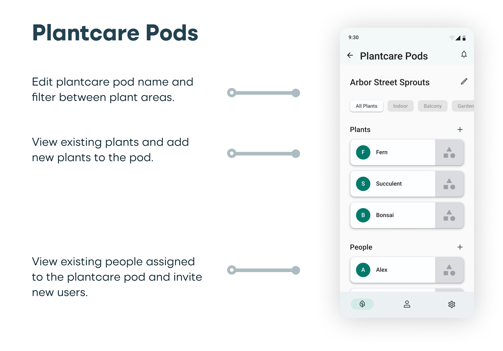 Plantcare Assistant Wireframe Annotations