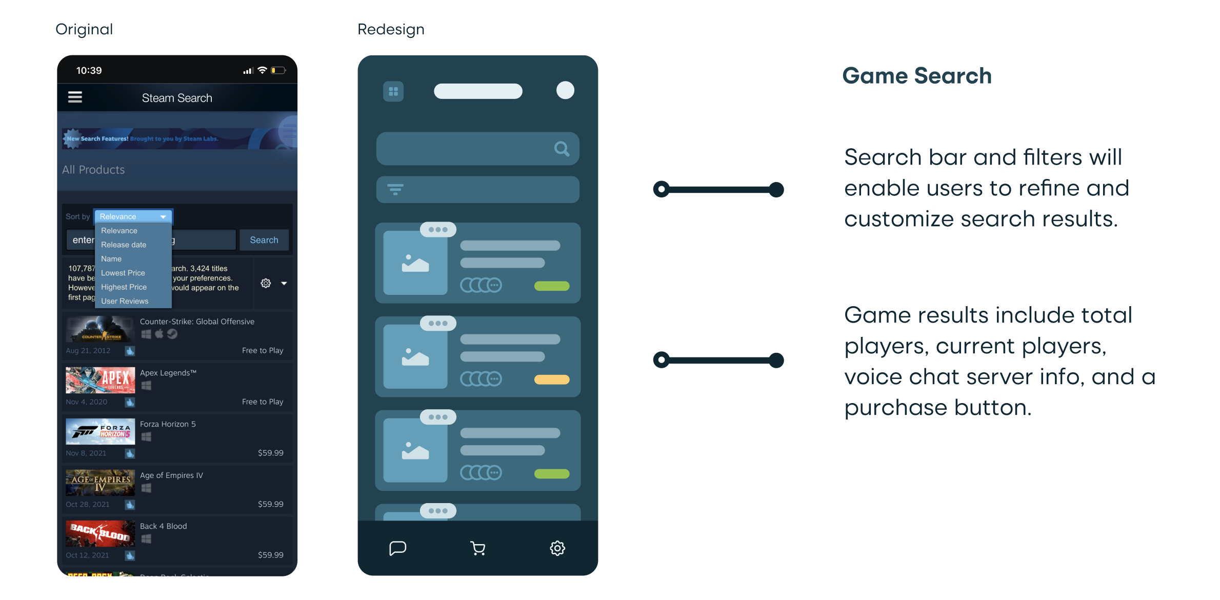 Steam Redesign Key Wireframes