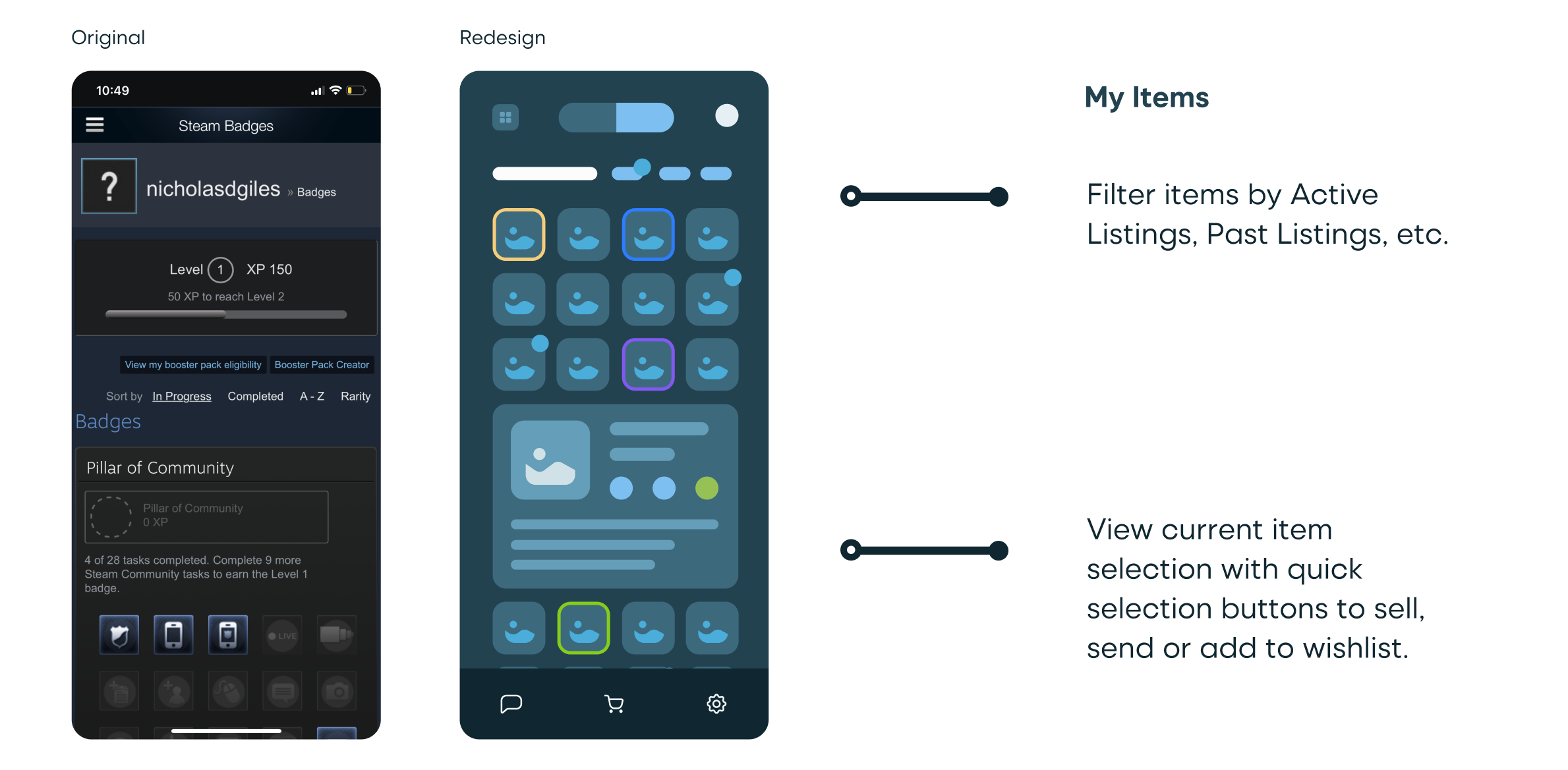 Steam Redesign Key Wireframes