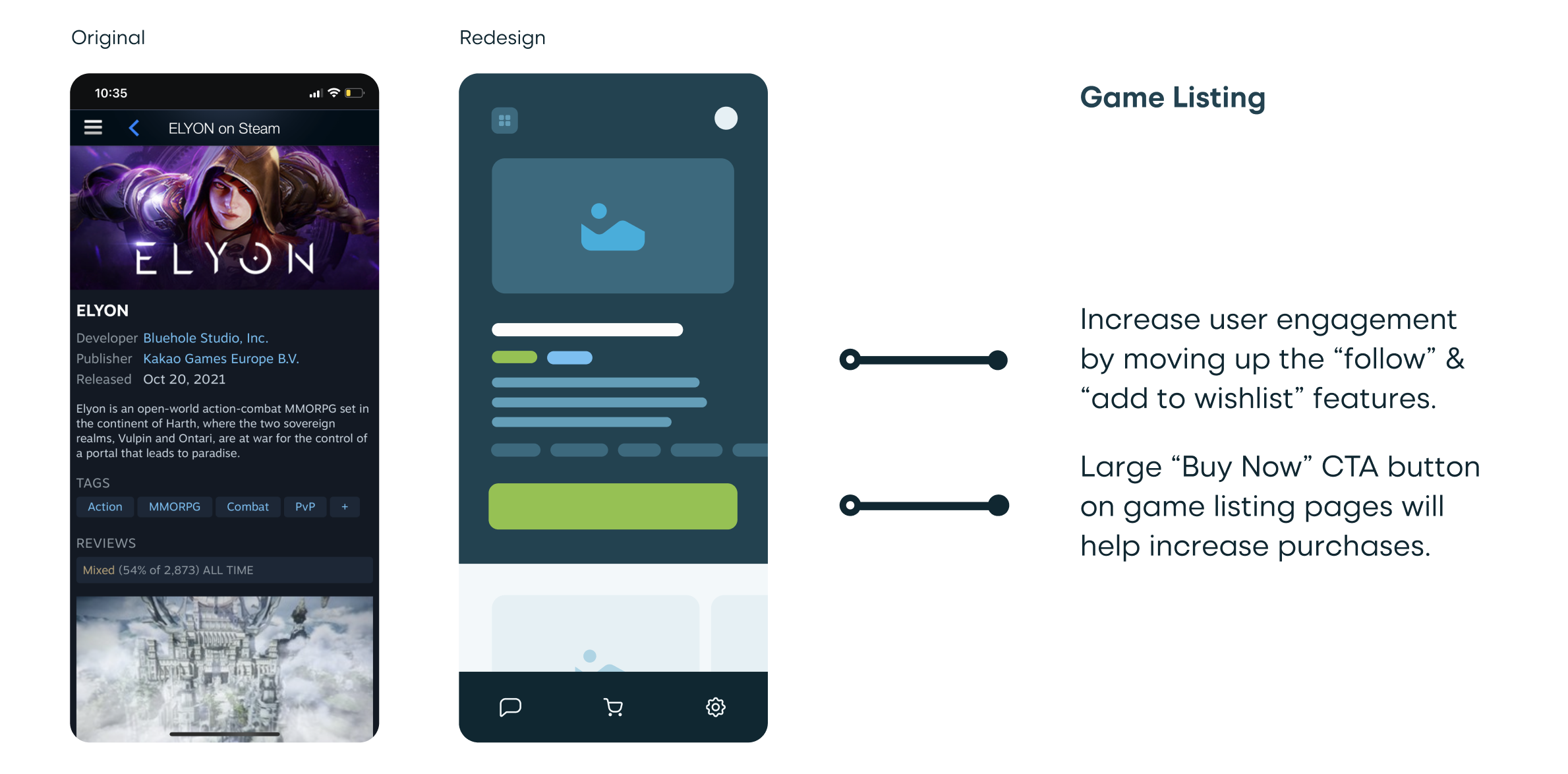 Steam Redesign Key Wireframes